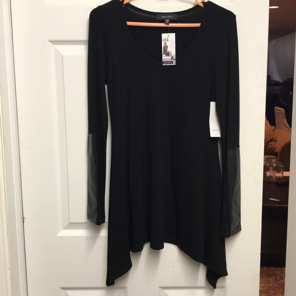 Faux Leather Sleeve Sweater